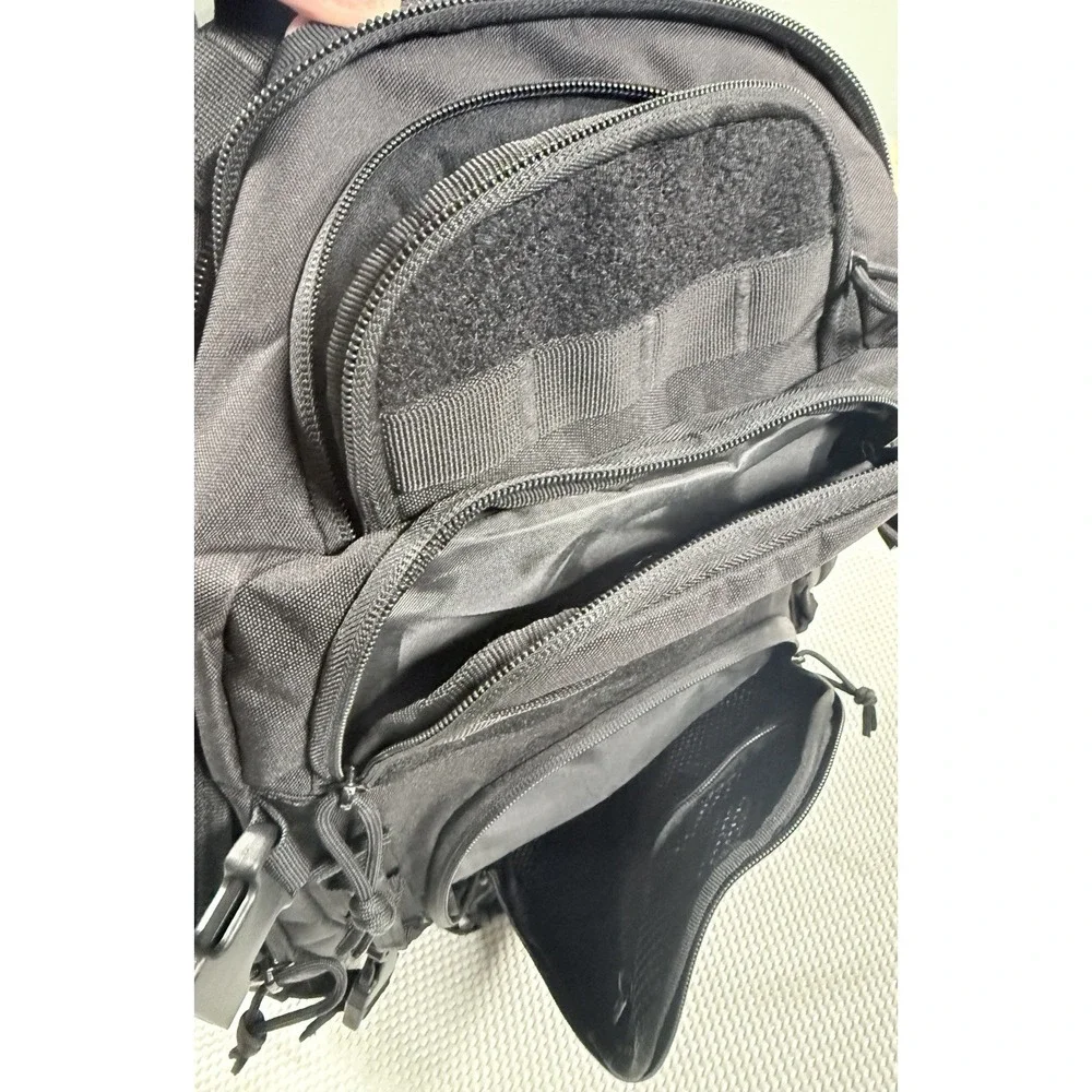 Highland Tactical Black Tactical Backpack MOLLE Laptop Hiking Bug Out Pack